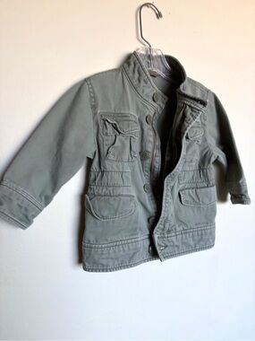 Baby GAP Toddler Military-Style Cargo Jacket Army Green Size 18-24 Months